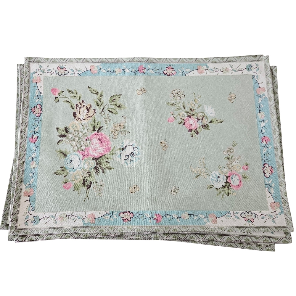 Handprint Potpourri Celadon Placemats, Set of 6